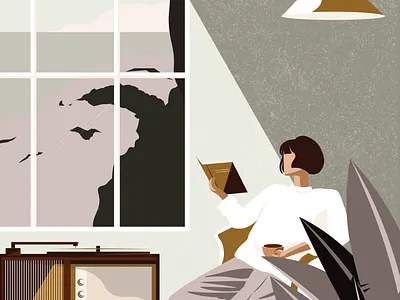 Autumnal autumn coffee digital editorial editorial illustration holiday illustration ocean reading travel vacation woman