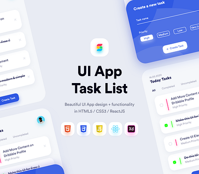 UI Template App - Task List (FREE) app code css css3 design designs free freebie html html template html5 javascript minimal modern reactjs template ui ui8 ui8net web
