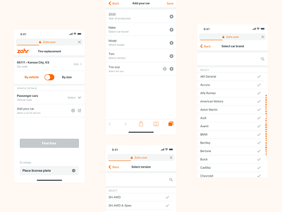 Zohr - Quote & Results fleet service quote reuslt shop tire tire exchange wireframes