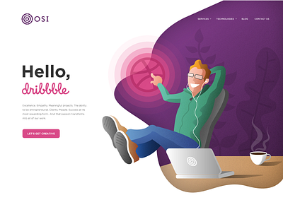 Hello Dribbble Illustration freelance illustration minimal vector web webdesign