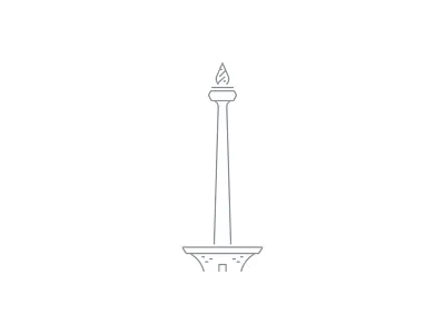 Landmark Illustration - National Monument at Jakarta building building icon google design illustration indonesia jakarta landmark line art monas national monument outline icon vector illustration