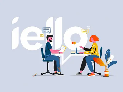 iello business character clients concept conversation creative design flat illustration inspiration vector