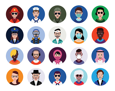 Avatar icon set avatar design face flat human icon symbol vector