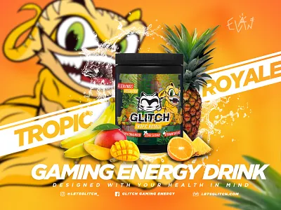 Glitch Energy Drink branding design energy drink esports esports logo gaming graphic