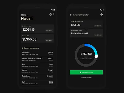 Bank App - Dark mode android app bank dark dark mode dark ui design mobile mobile app mobile app design mobile design ui ux