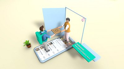 Food Delivery app social media illustration 3d art 3d visualisation 3d visualization campaign characterdesign food delivery illustrator marketing design maya