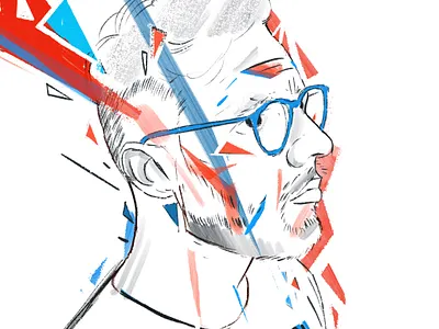 Myself blue face face illustrated illustration illustrator lines movement portfolio portrait portrait art portrait illustration portrait painting portraits poster potrayed red shapes sketch sketchy triangles