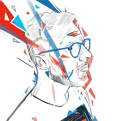 Myself blue face face illustrated illustration illustrator lines movement portfolio portrait portrait art portrait illustration portrait painting portraits poster potrayed red shapes sketch sketchy triangles