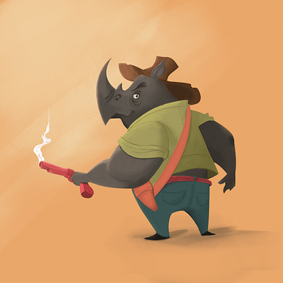 Sheriff Rhino digital art digital illustration digital painting illustration illustration art painting rhino sheriff