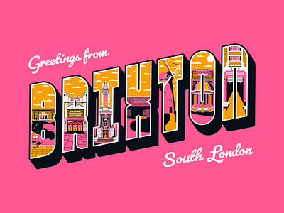 Greetings from Brixton architecture brixton from greetings illustrator london type typeface typography vector