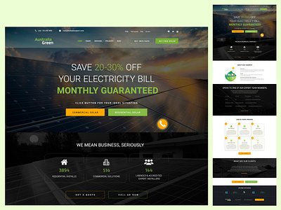 Solar Website Design branding clean design landing page solar solar energy solar panel solar system ui ux web website widescreen wordpress theme