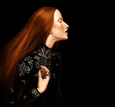 The Red-Haired Woman art classic digital digital art digital painting drawing elagant emotion portrait woman