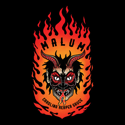 Malum / Chilli Hot Sauce design illustration packaging