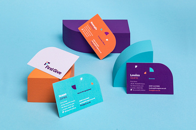 First Give branding brand business card charity colour