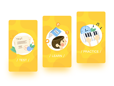 搞点儿设计之Onboarding app cute design education app guide pages hand painted icon illustration onboarding piano ui