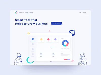 Smart Tool Web application clean creative dashboard figma header illustration illustration design landing page minimal ofspace ui user interface ux web web design web header website