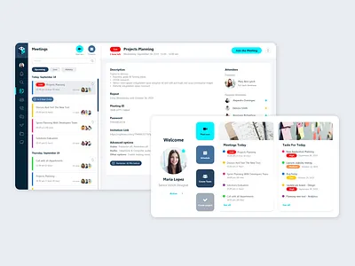 Remote Work Application - Meetings app design ui ux web