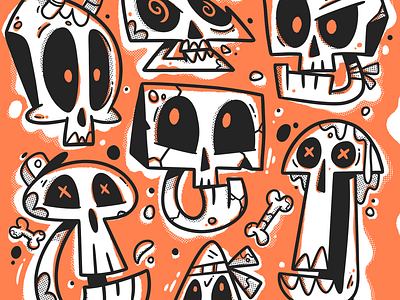 Skulls animation apparel art bones character character art cute design drawing hand drawn handmade icon illustration illustrator jaw skull skull and crossbones skull art skulls textures