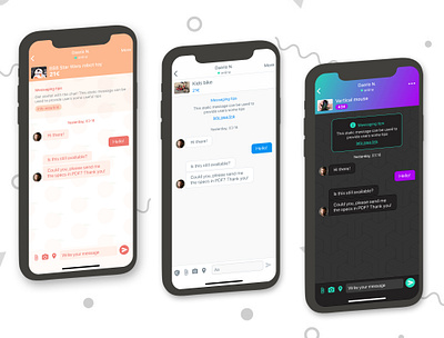 Same chat app, different brand style - May 2020 app brand branding brandingidentity chat design graphic design ios message app messaging style ui