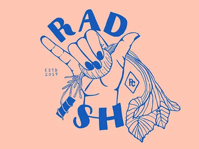 Radish - Alt colorway branding chef design handlettering illustration shaka