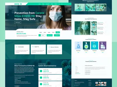 Hospital Website Template Covid 19 design landing design landing page landing page design landing page ui responsive design responsive landing page template builder ui uidesign uiux website concept