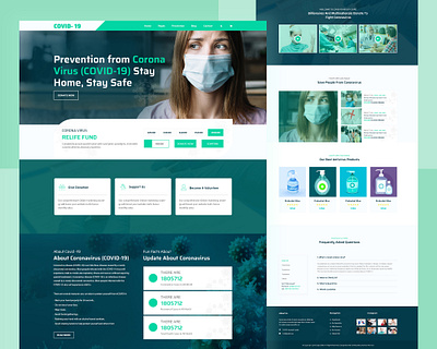 Hospital Website Template Covid 19 design landing design landing page landing page design landing page ui responsive design responsive landing page template builder ui uidesign uiux website concept
