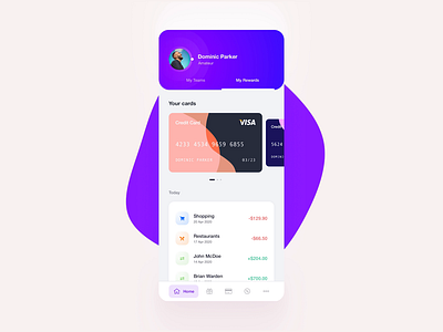 Sports Fan App - Cards & Loyalty animation app banking cards colors design financial ios loyalty mobile sports transactions ui vividmotion