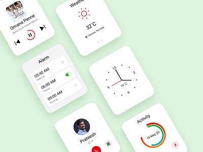 Smartwatch App applewatch card clean clock smartwatch ui design uikit watch app watch ui watchface