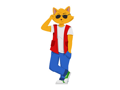 Cool Cat animal cat character character design concept art cool furry illustration illustrator rebel rock