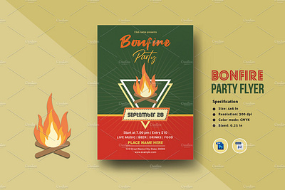 Bonfire Party Flyer Template bonfire bonfire invitation bonfire party fall harvest family invitation template ms word multipurpose night party party flyer photoshop template