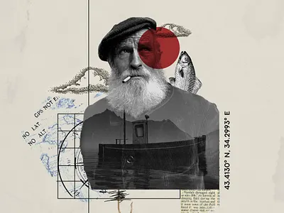 The Fisherman collage design digital graphic design illustration minimal vector