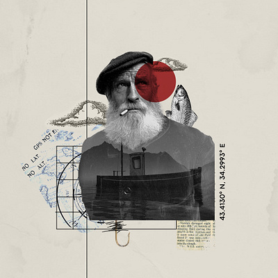 The Fisherman collage design digital graphic design illustration minimal vector