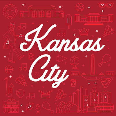 Kansas City Summer Illustration bbq branding character city illustration jazz kansas city chiefs kansascity line logo logo logo design midwest vector