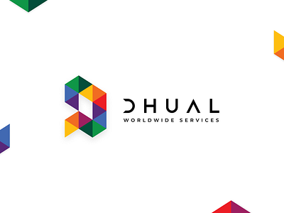 Dhual branding design dhual icon design identity logo logotype services triangles vector worldwide worldwide services