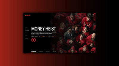 TV App dailyui design illustration money heist netflix red tv app ui ux web