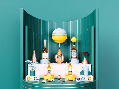 Abstract Art 05 - Whiskey Bottles 3d abstract abstract art art direction b3d blender branding c4d colorful creative design graphic design illustration logo octane product design ui ux vector whiskey