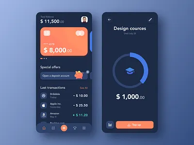 Mobile Banking app apple banking card dark dark theme goal ios iphone main page minimal mobile app payments sketch target transition ui ux