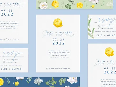Wedding stationery 2/2 adobe blue digital florals flowers garden gay couple illustrator indesign love nature print print design romantic stationery stationery design wedding wedding card wedding invite wedding stationery