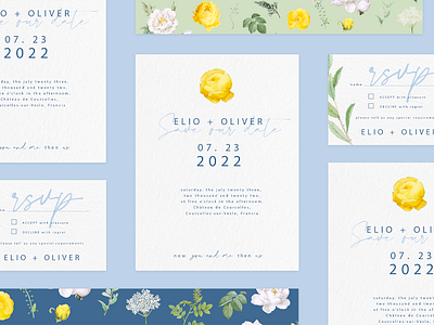 Wedding stationery 2/2 adobe blue digital florals flowers garden gay couple illustrator indesign love nature print print design romantic stationery stationery design wedding wedding card wedding invite wedding stationery