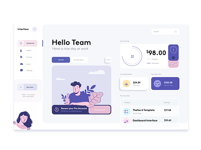 Dashboard account app app design card clean dashboard design graphic illustration interface minimal product web design