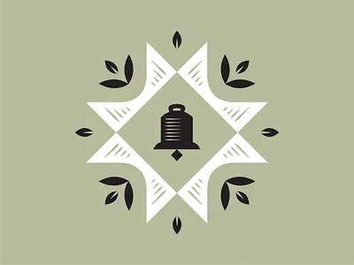 Dinner Bell bell brand branding butter country dairy leaves logo logomark quilt quilt square ring woodcut