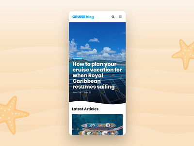 Cruise Blog animation cruise figma iphone mobile summer
