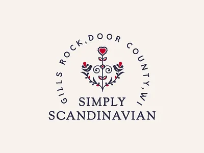 Scandinavian Folk Art Anchor Logo Design anchor anchor logo birds elegant logo feminine feminine logo floral folk art gift gift shop logo artist logo design logo designer modern logo nautical professional logo scandinavian scandinavian design swedish