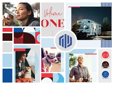 Moodboard - Dynamo blue bold branding creative direction insurance mood board moodboard red