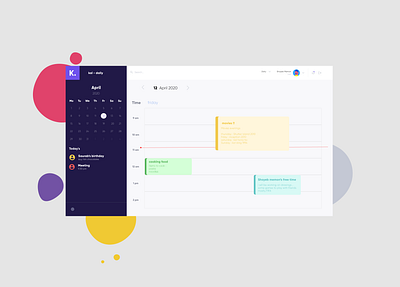 kal-today ( daily view ) v0.1 app calendar daily 100 challenge dailyui design desktop flat flatdesign illustration linux mac management time ui ux windows