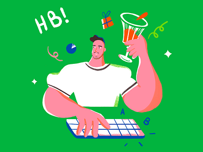 Cheers! character happy birthday illustration team teammates vine work