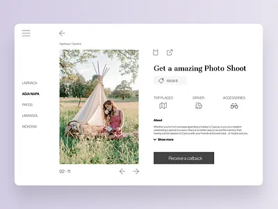 Landing page for photographer design figma icon minimal site typography ui ux web website