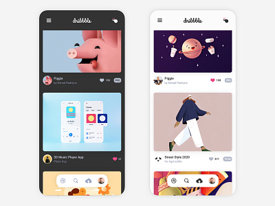 Dribbble App Concept Design app concept cute dark dribbble dribbble app dribbble best shot redesign ui