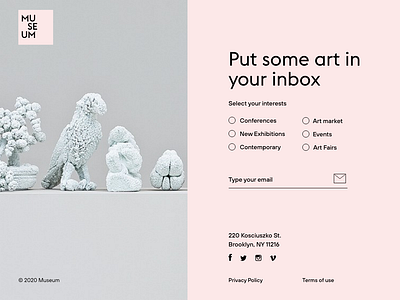Daily UI 026. Subscribe adobexd art dailyui dailyuichallenge design interfacedesign museum museum of art museum website ui ui design web