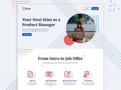 Stint Marketing Landing Page branding design figma job board job hunting job search landing page marketing marketing site product spreadsheet stint web design website